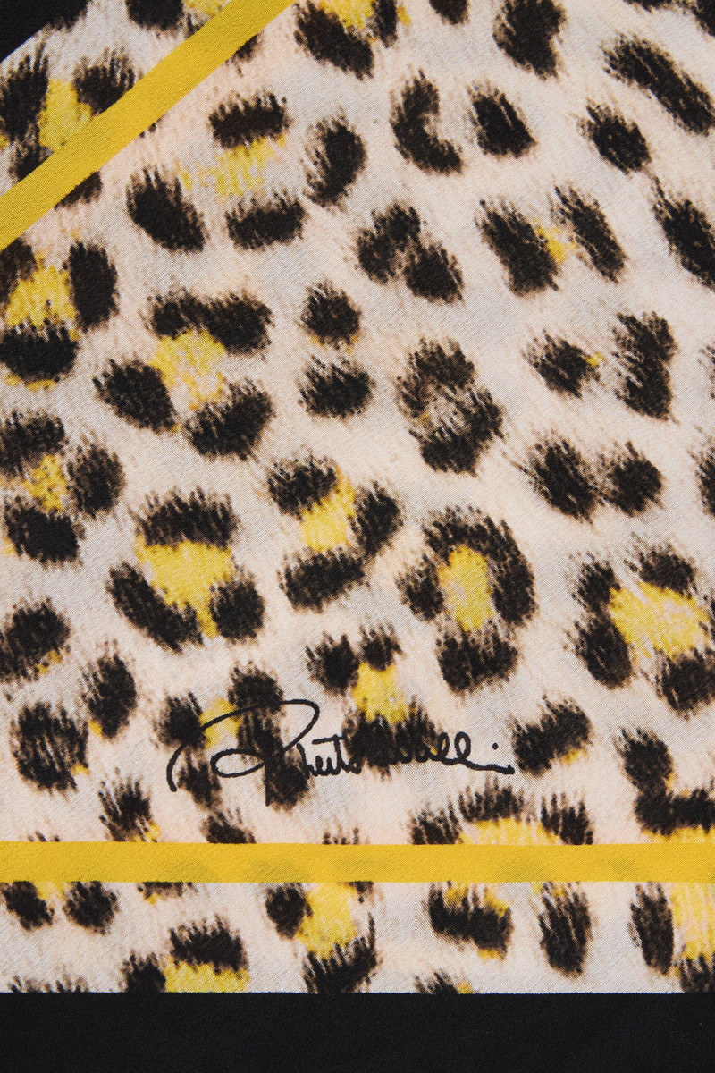 Roberto Cavalli Pop Jaguar Print Silk Scarf outlook