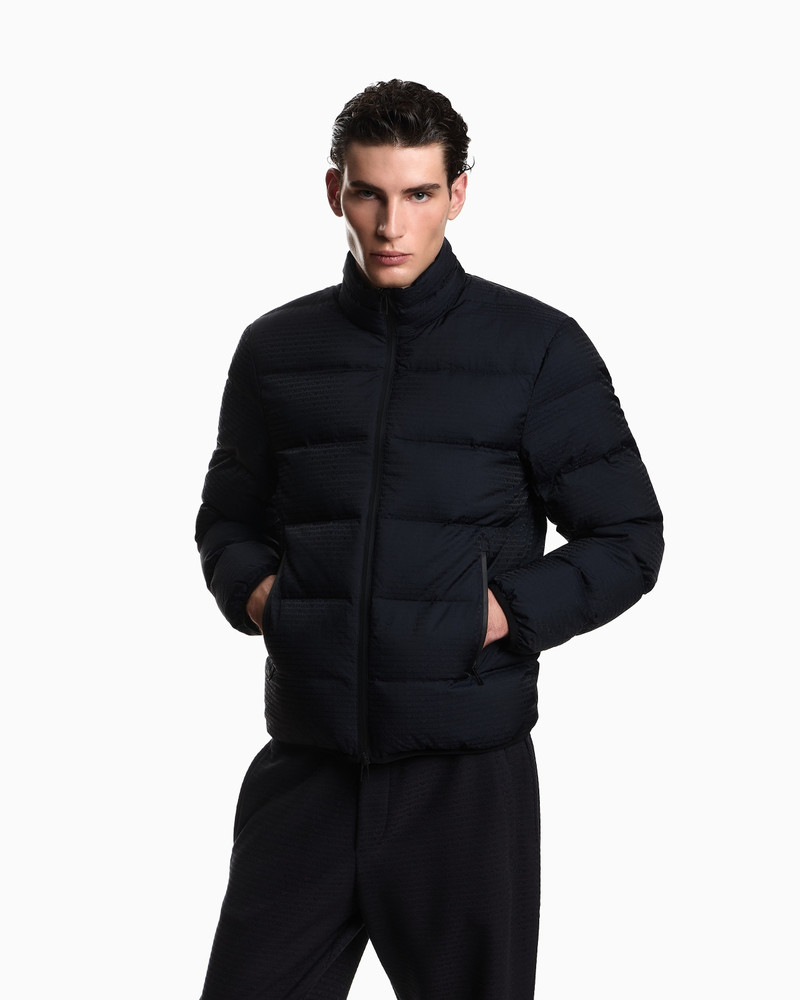 EMPORIO ARMANI WATER-REPELLENT, QUILTED NYLON DOWN JACKET WITH JACQUARD LOGO LETTERING outlook