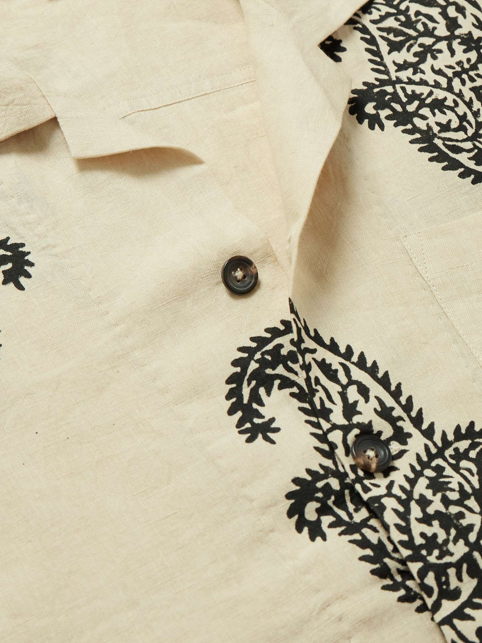 Camp-Collar Paisley-Print Linen Shirt - 4