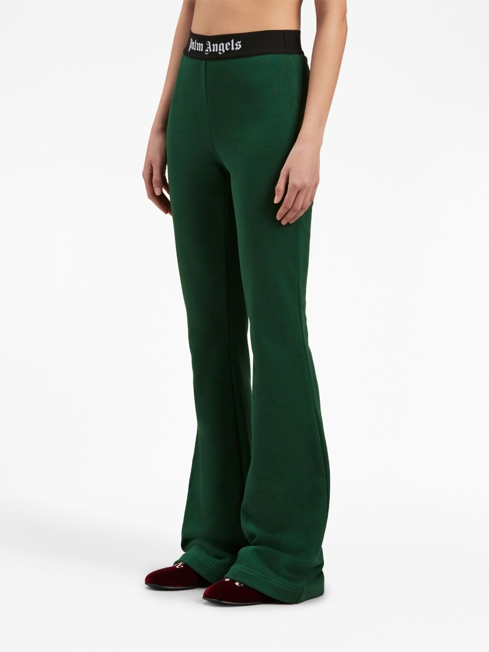 logo-tape cotton flared trousers - 4