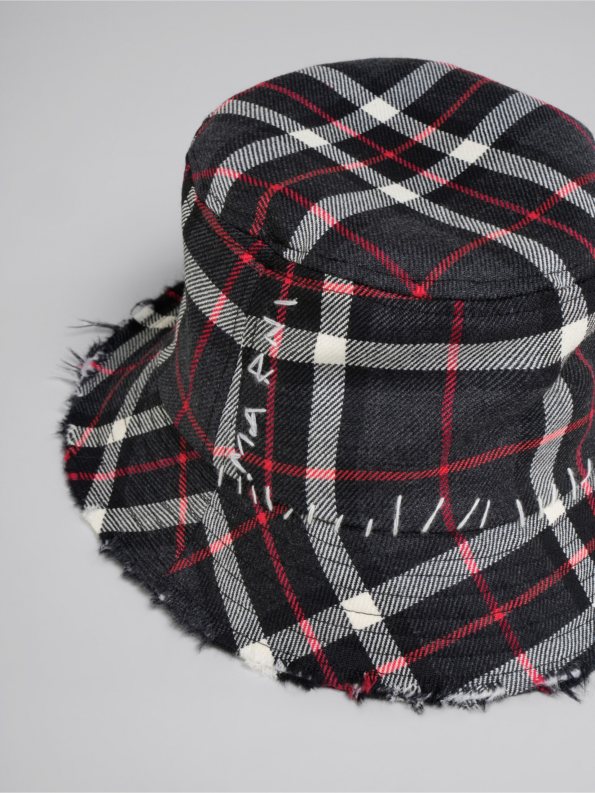 GREY TARTAN WOOL BUCKET HAT - 4