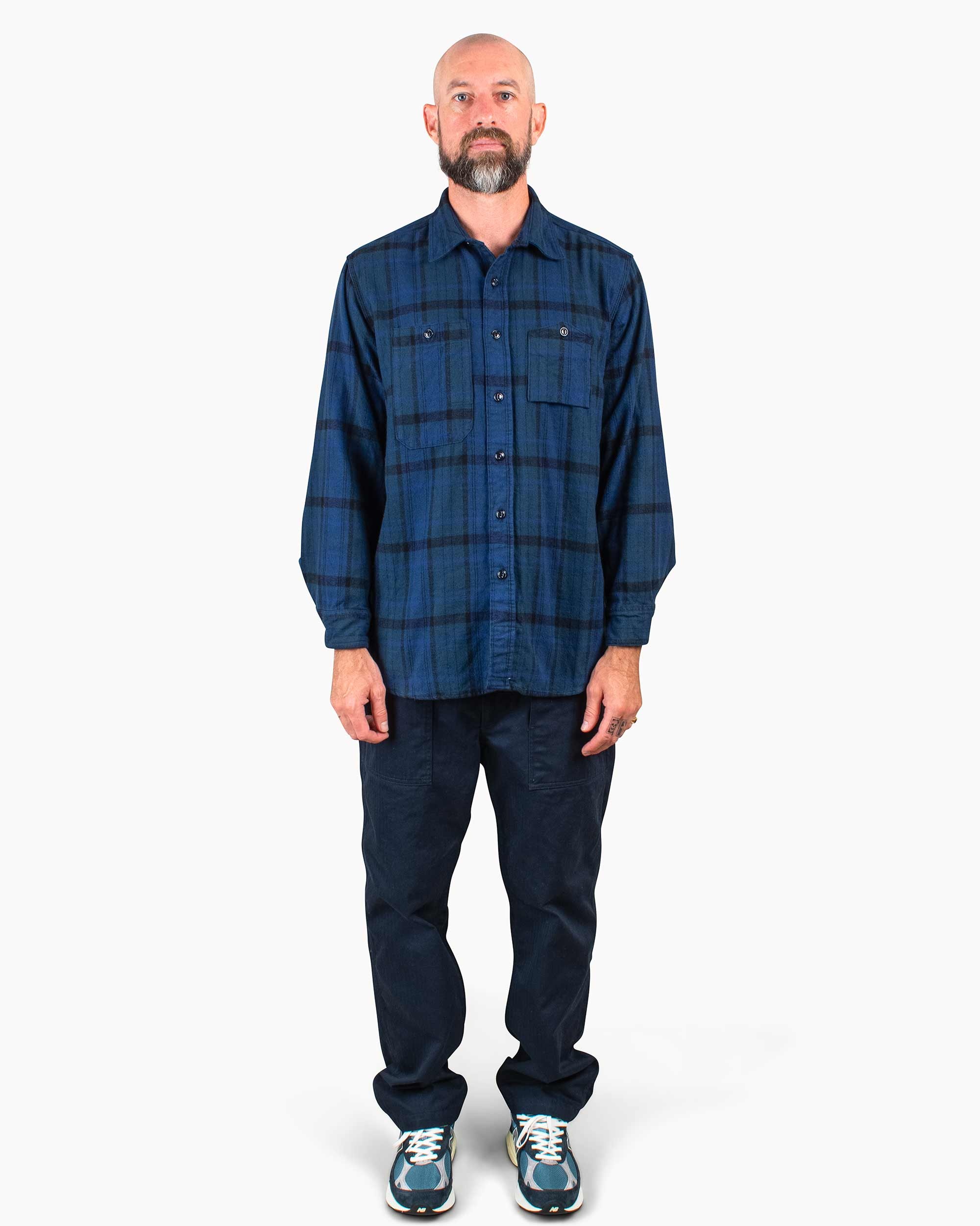 Work Shirt Navy/Black Plaid Cotton Flannel - 2