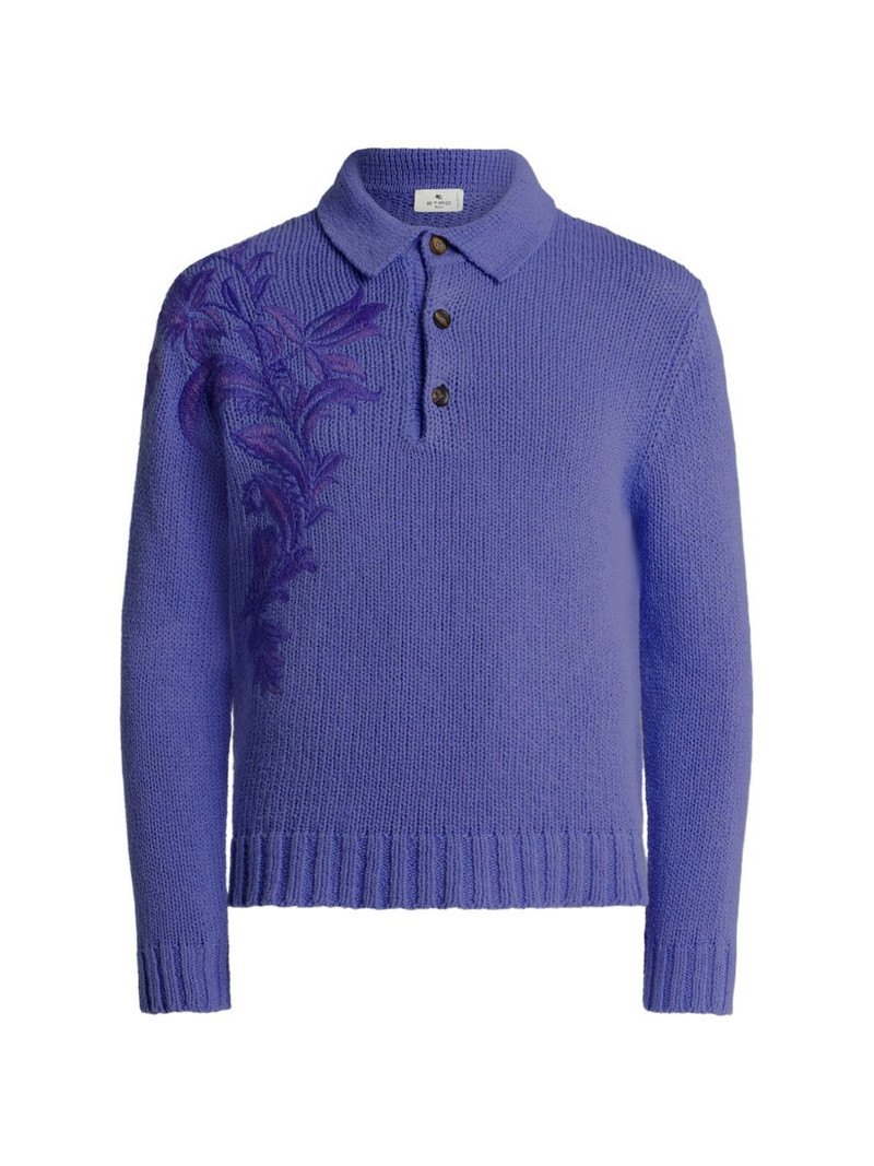 floral-embroidered polo shirt 1