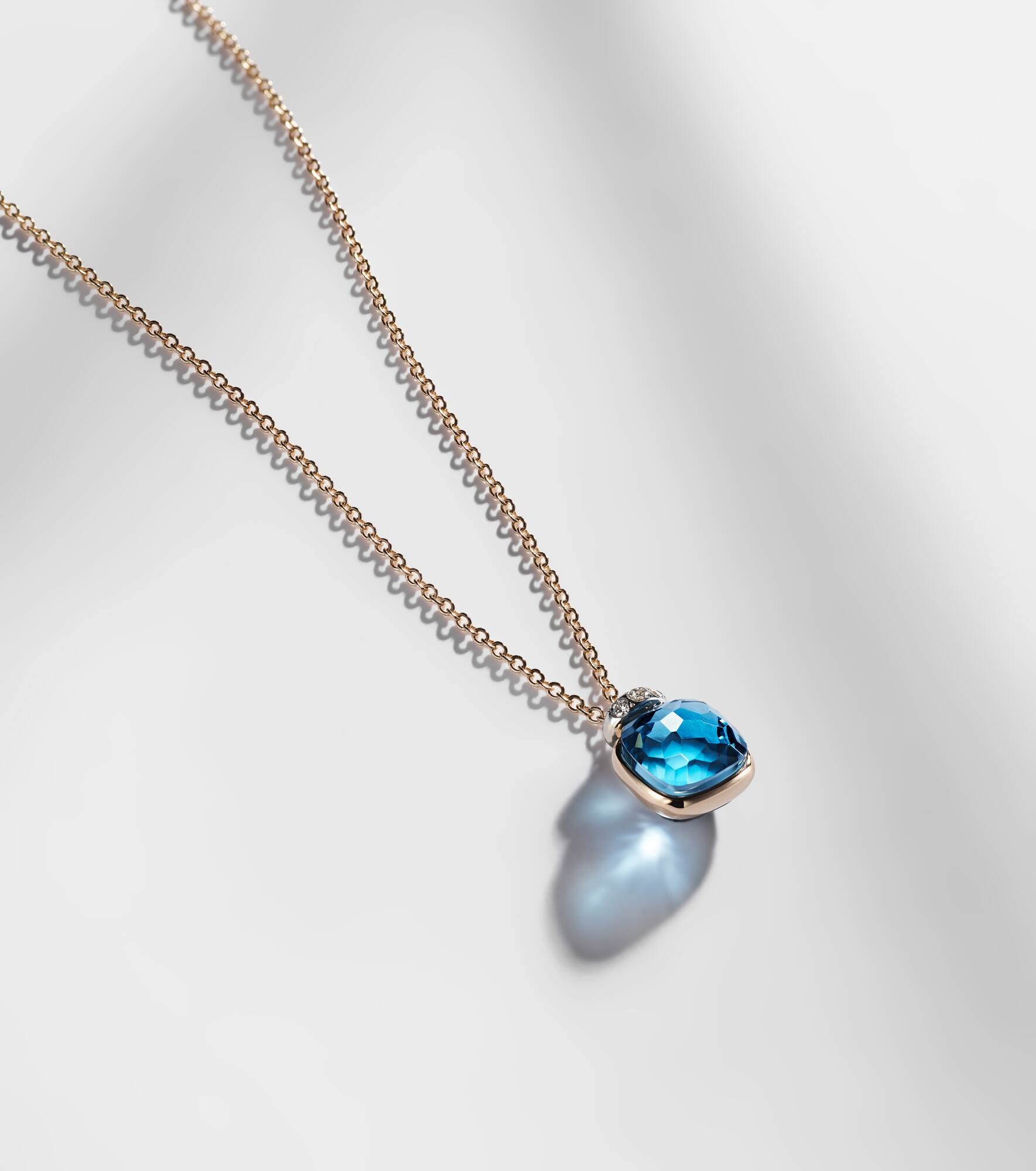Nudo Mini 18kt rose gold pendant necklace with topaz and diamonds - 5