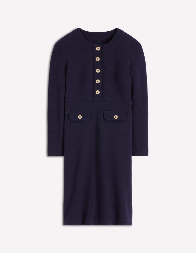 Lavinia Button Shift Dress-Navy 1