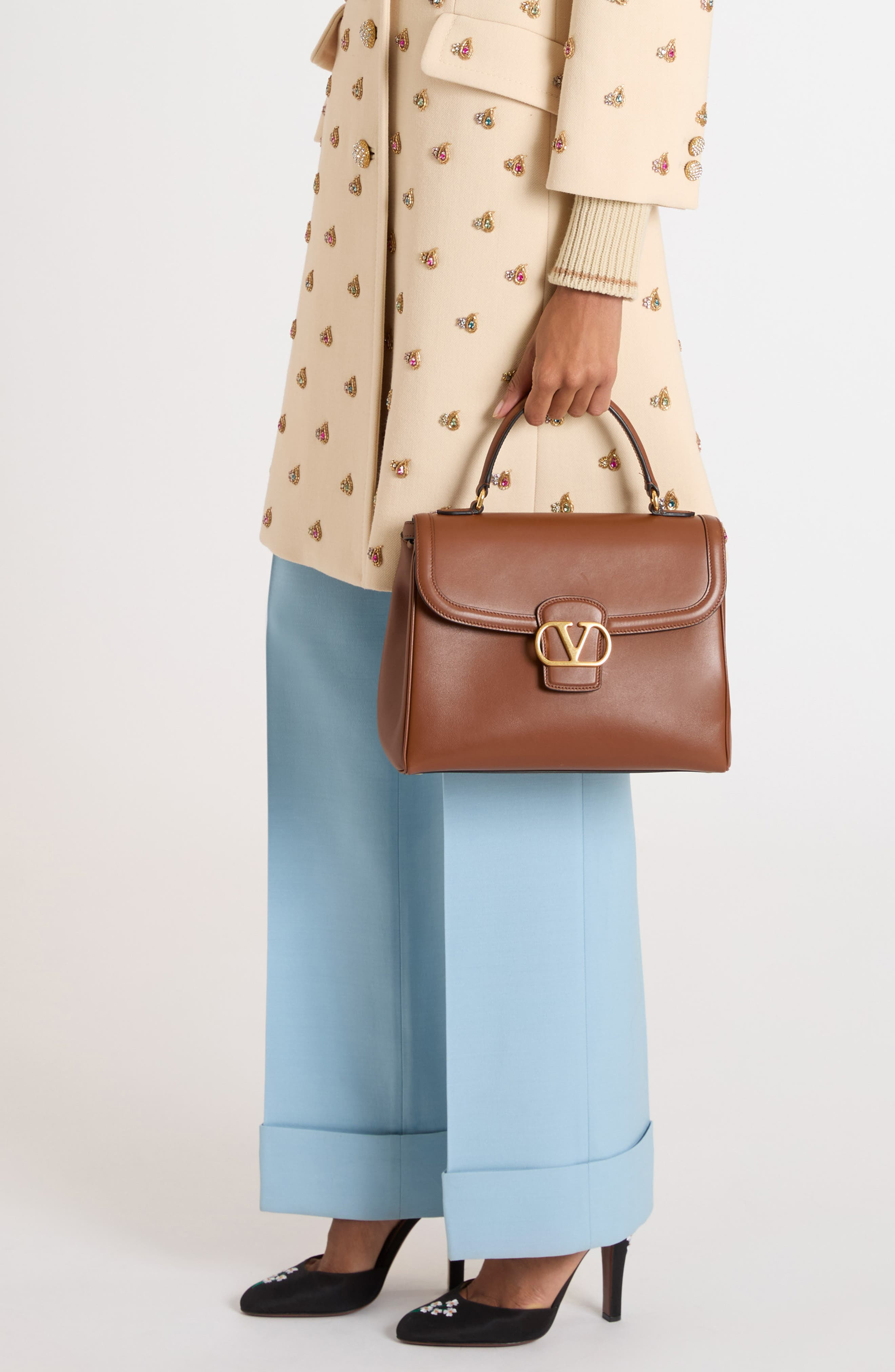 Valentino Garavani Large 9TO5 Leather Top Handle Bag in Tobacco at Nordstrom - 2
