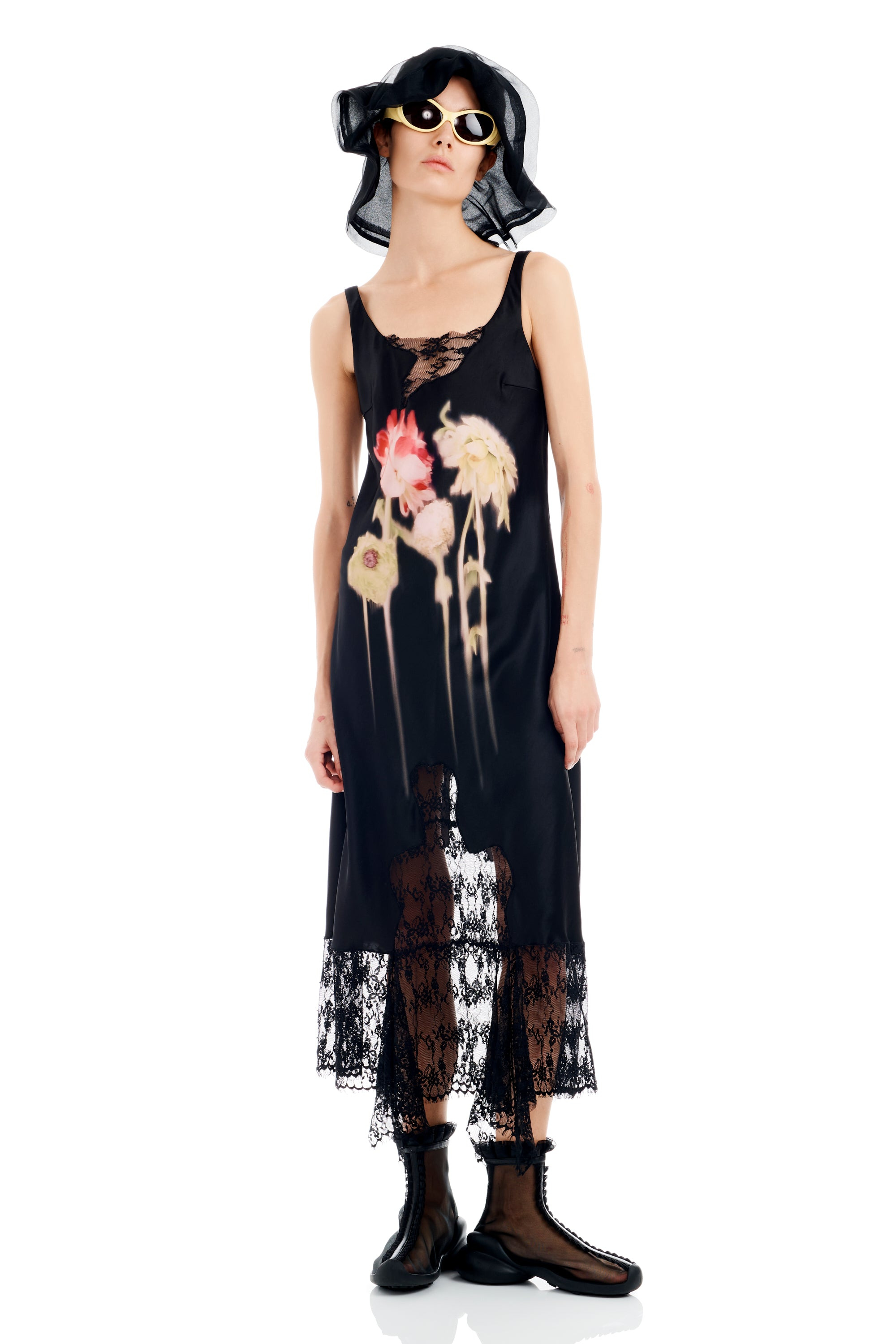 BLACK FLOWER DRIP ANEMONE DRESS - 3