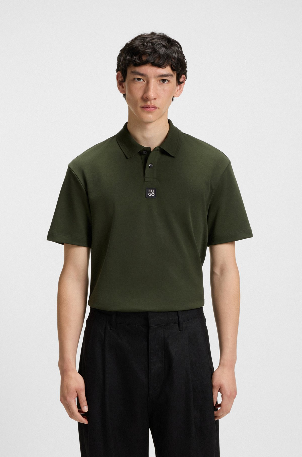 INTERLOCK-COTTON POLO SHIRT WITH STACKED LOGO - 2