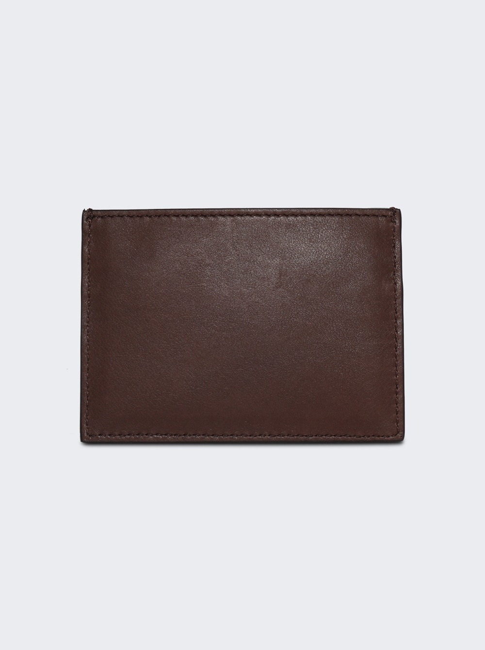 Soft Calf Leather Single Card Holder Dark Brown - 2