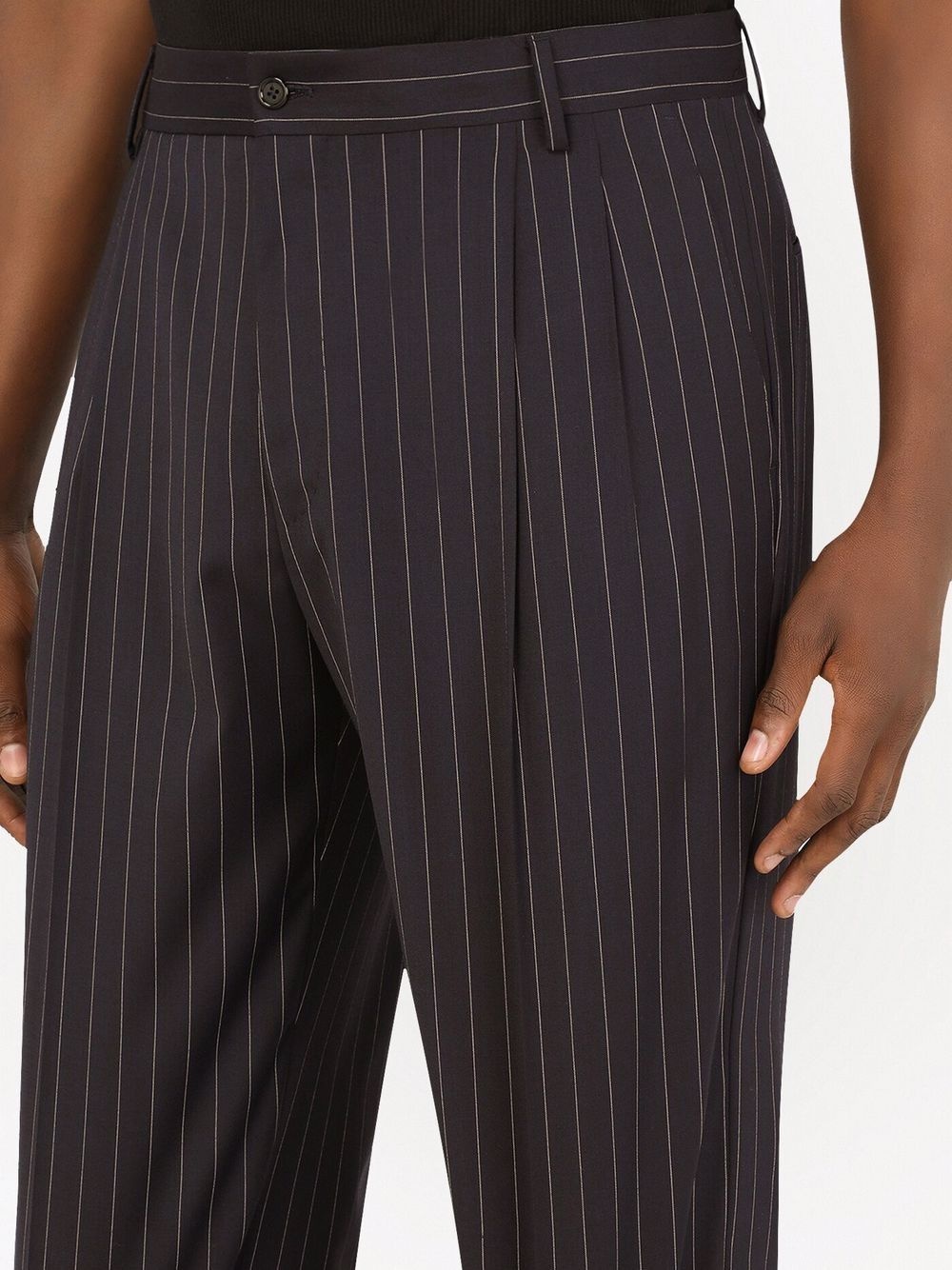 pinstripe straight leg trousers - 5