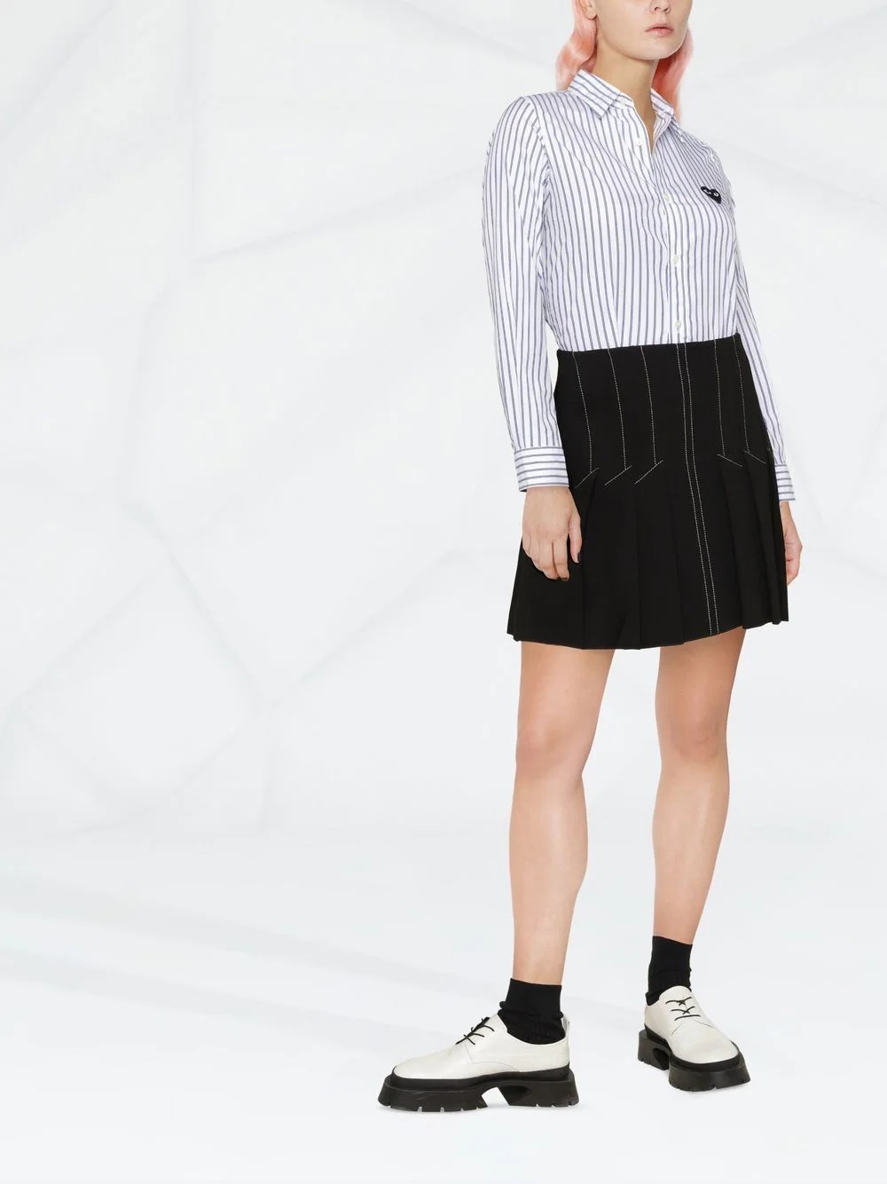 heart logo striped shirt - 3