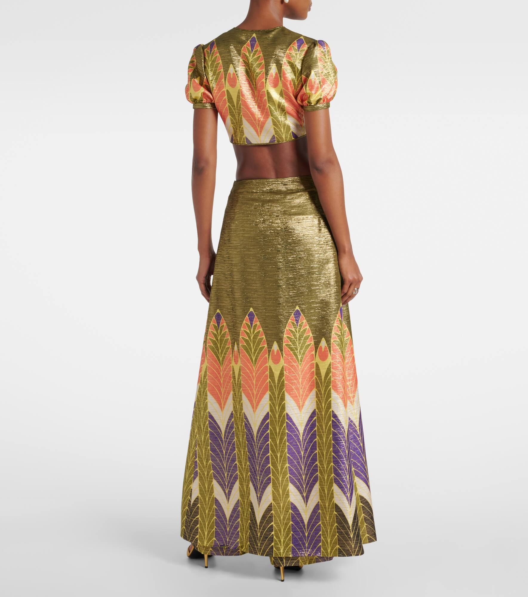 Printed silk-blend crop top - 3