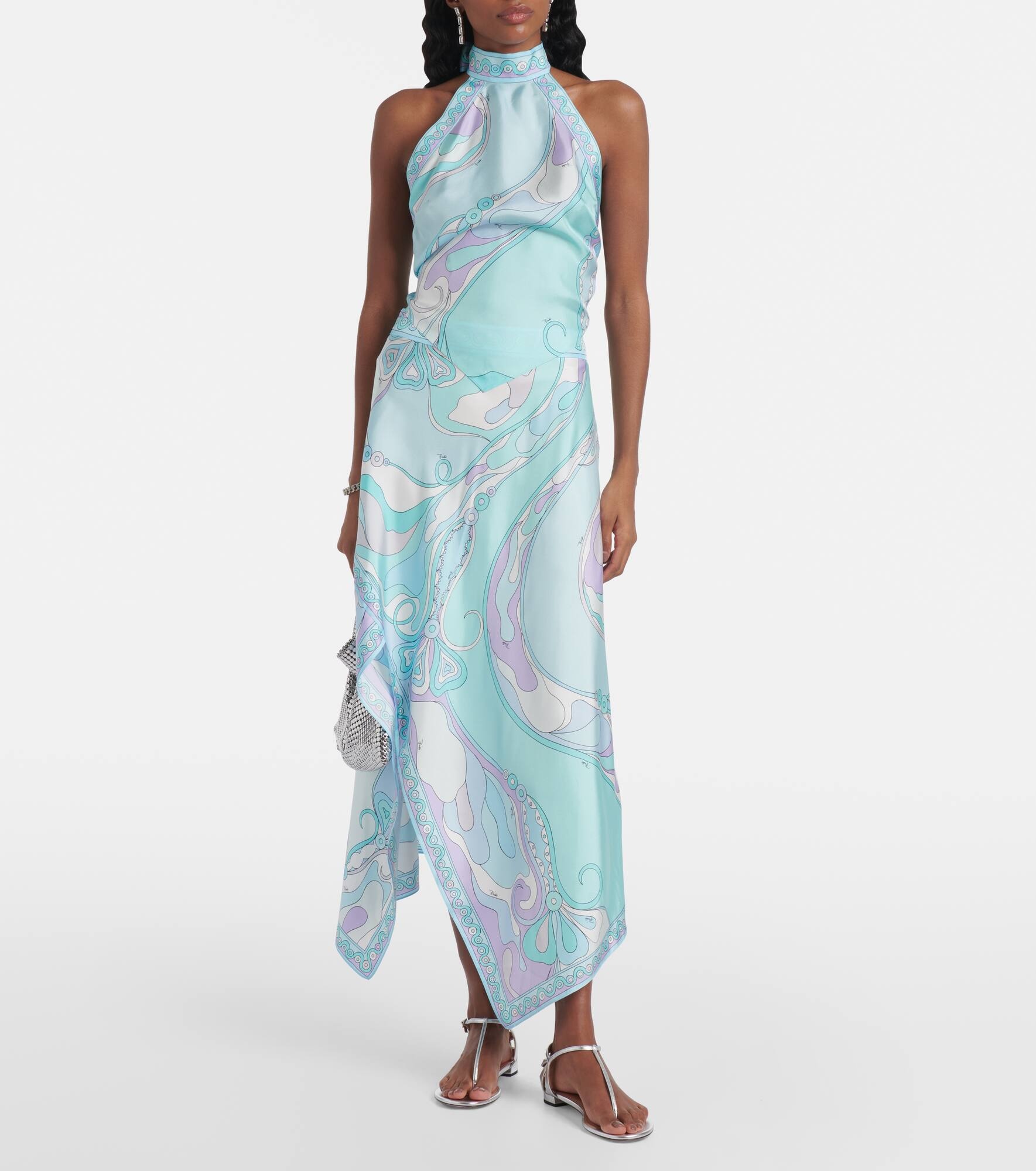 Orchidee asymmetric silk twill maxi skirt - 2