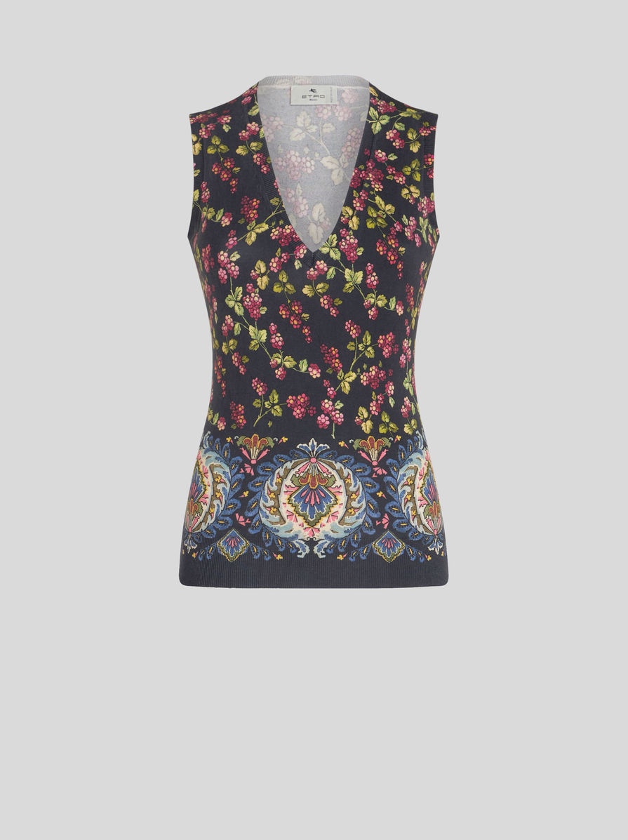 PRINTED KNITTED GILET - 1