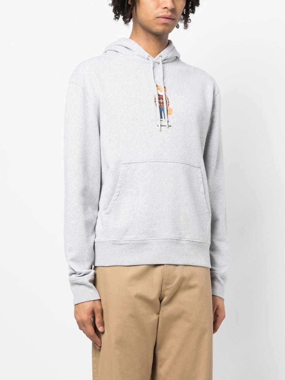 fox-print mélange-jersey hoodie - 3