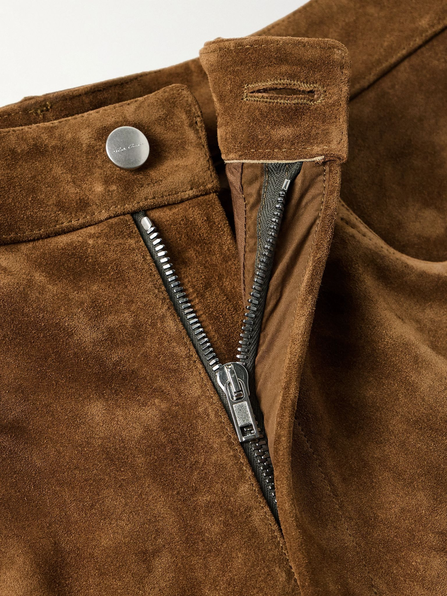 Geth Wide-Leg Panelled Suede Trousers Brown - 6