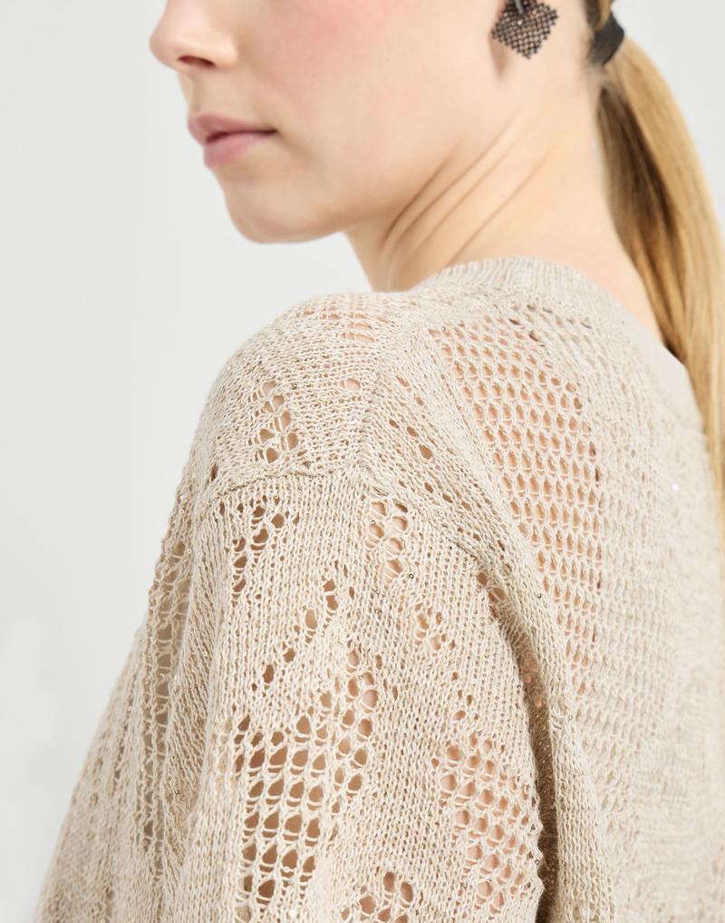 Dazzling water lillies mini dress in linen and cotton 4