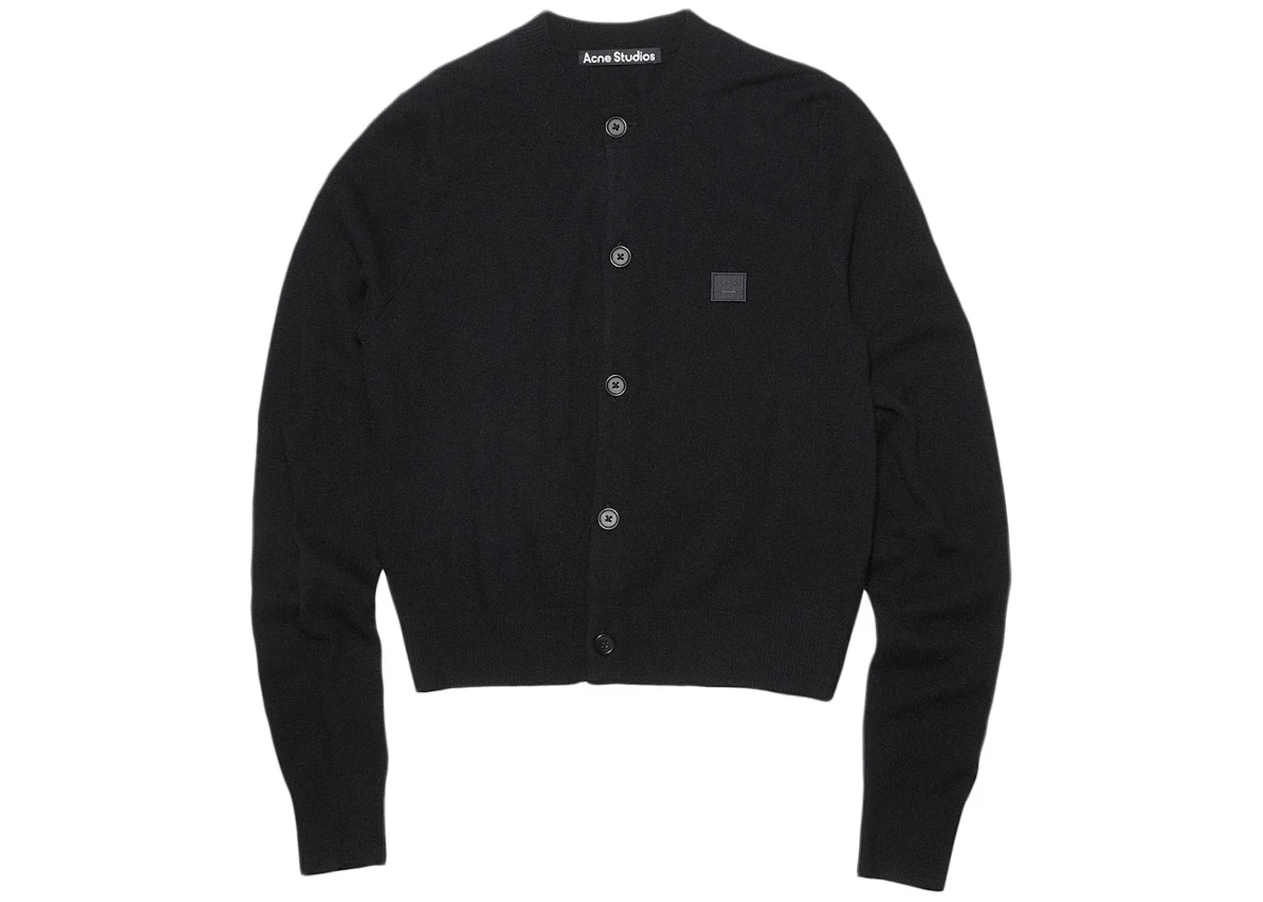 Acne Studios Wool Crewneck Cardigan Black - 1