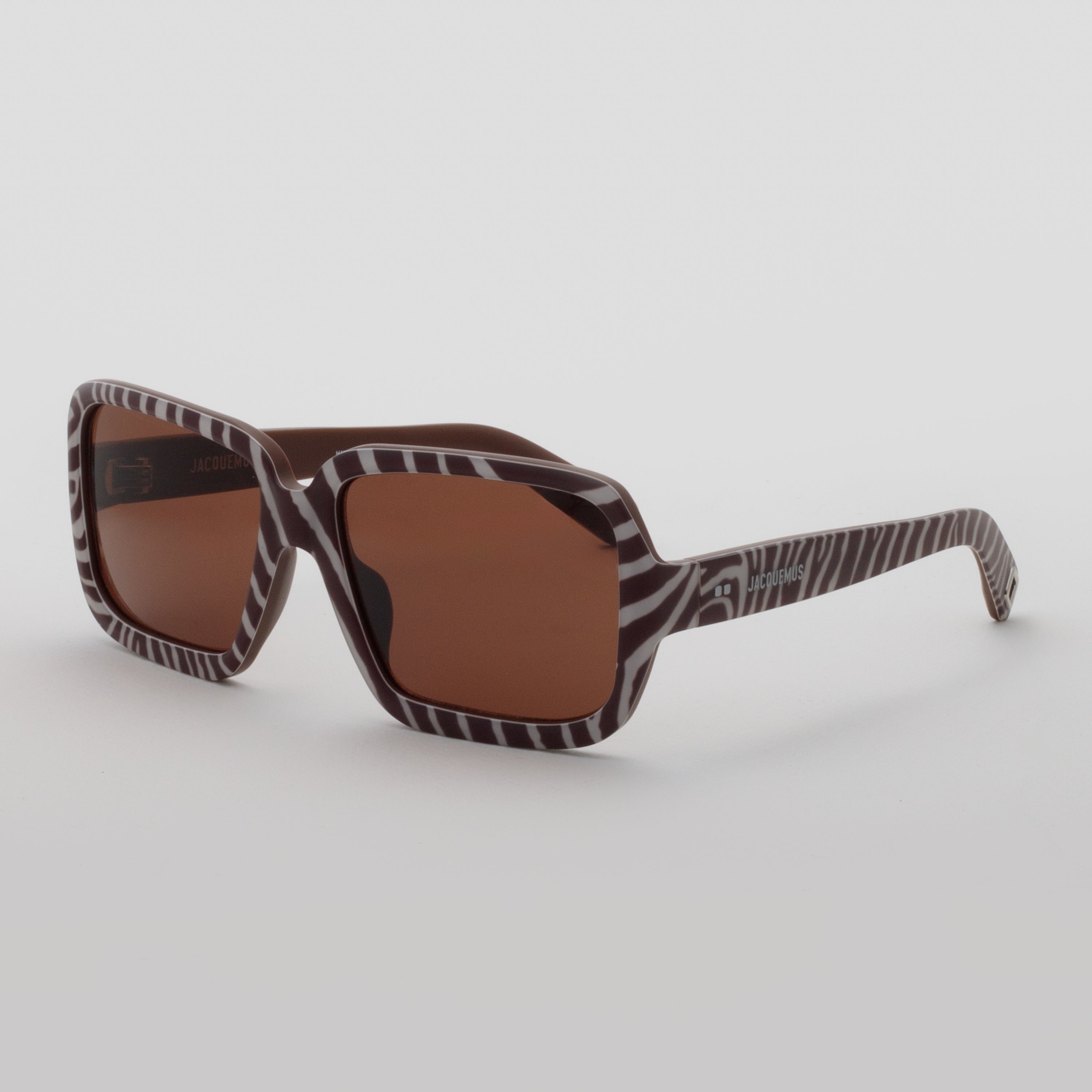 Cabana Oversize Sunglasses in Matt Brown and White Zebra - 2