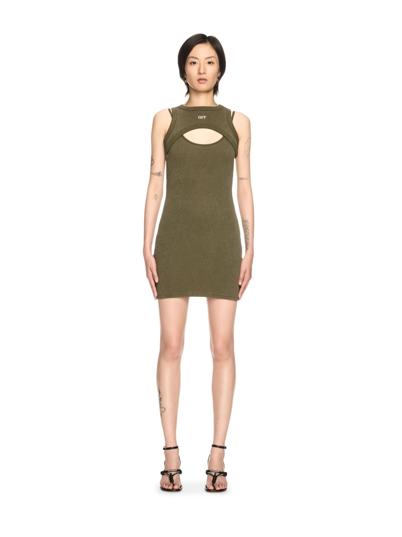 Off-White Green Stamp Ribbed Cut-out Dress outlook