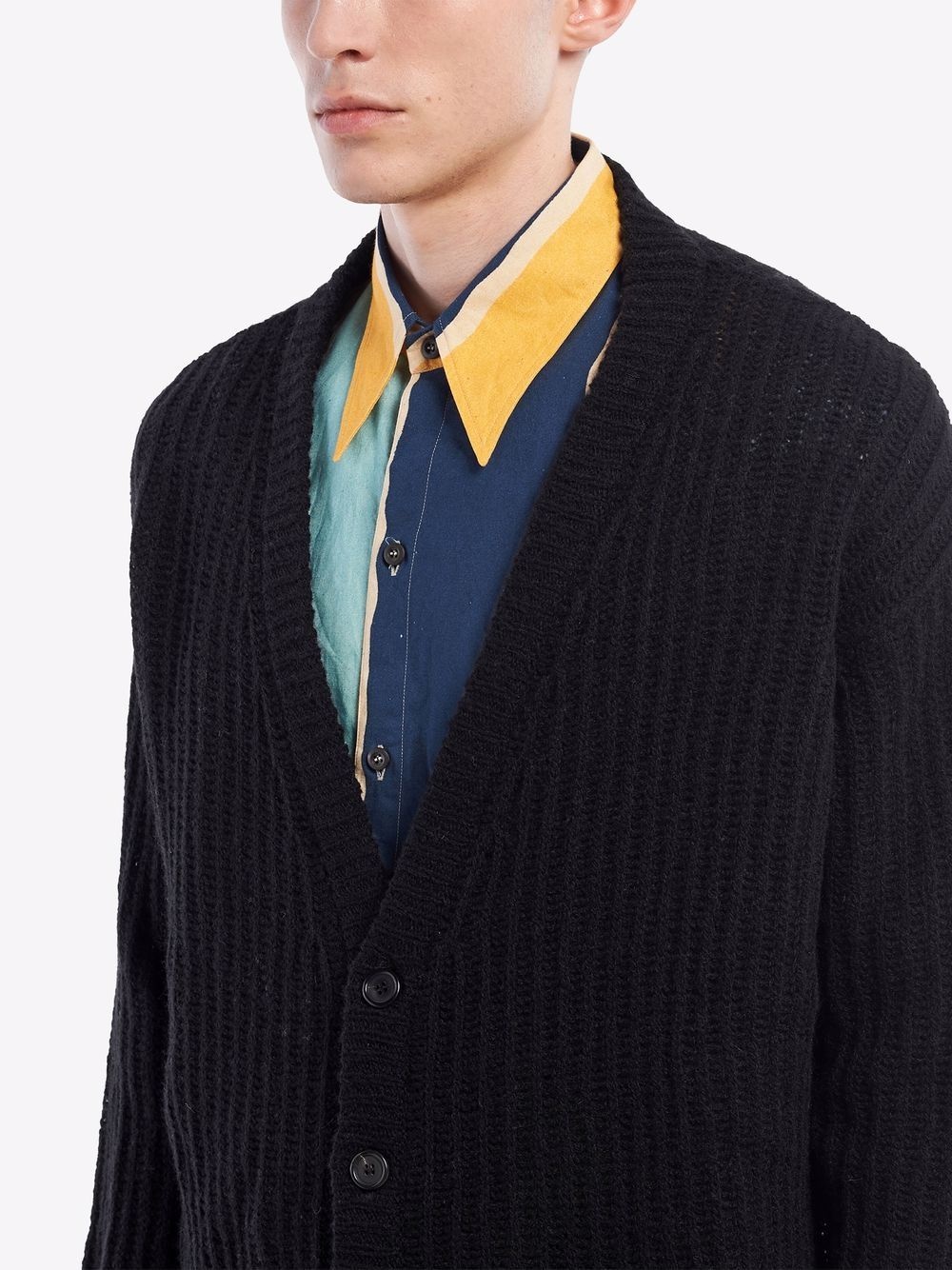 Shetland wool ribbed V-neck cardigan - 5