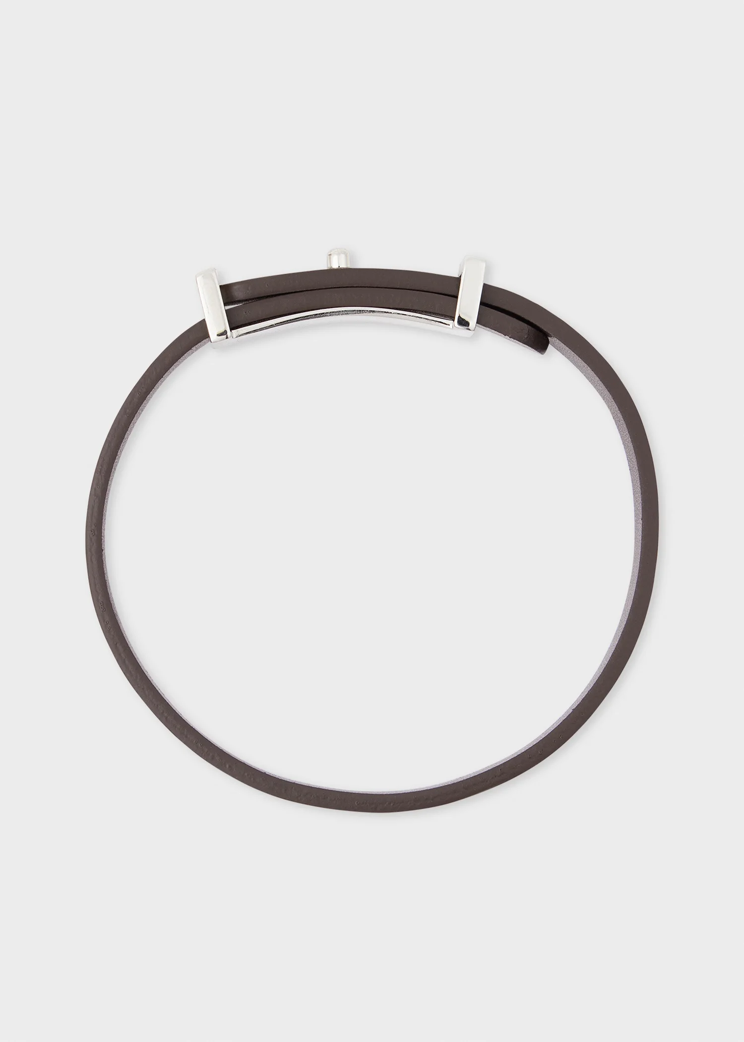 Brown Signature Buckle Leather Bracelet - 1