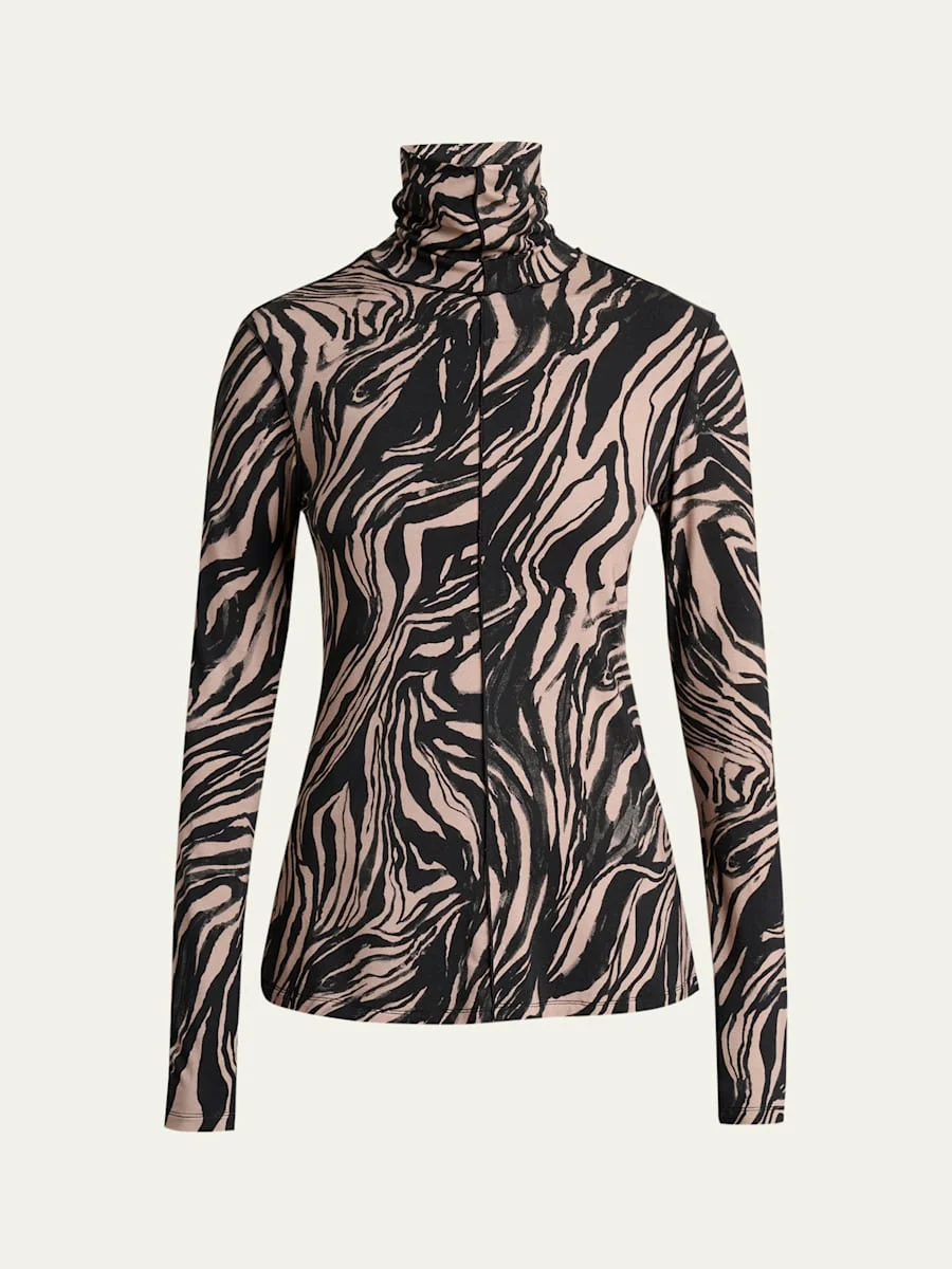 Audrey Printed Jersey Turtleneck - 1