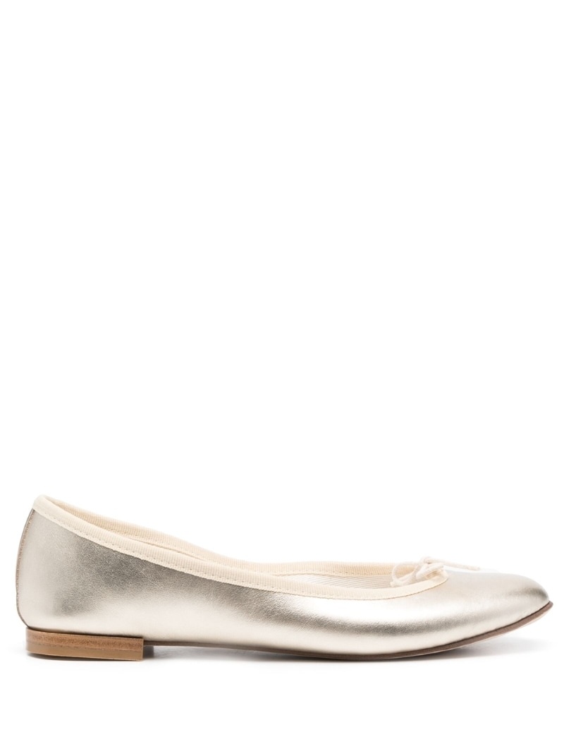 metallic bow-detail ballerina shoes - 1