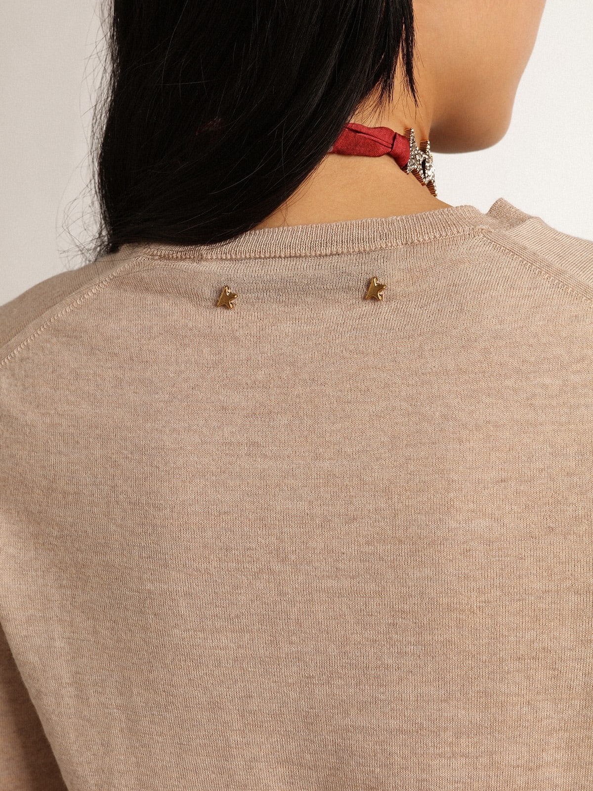 Women's sweater in light brown merino wool - 5