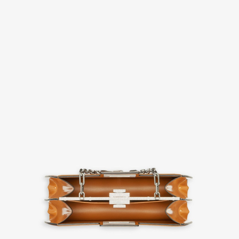 Medium iconic Peekaboo Cut bag made of brown brushed leather. A new evolution of the Peekaboo ISeeU, 4