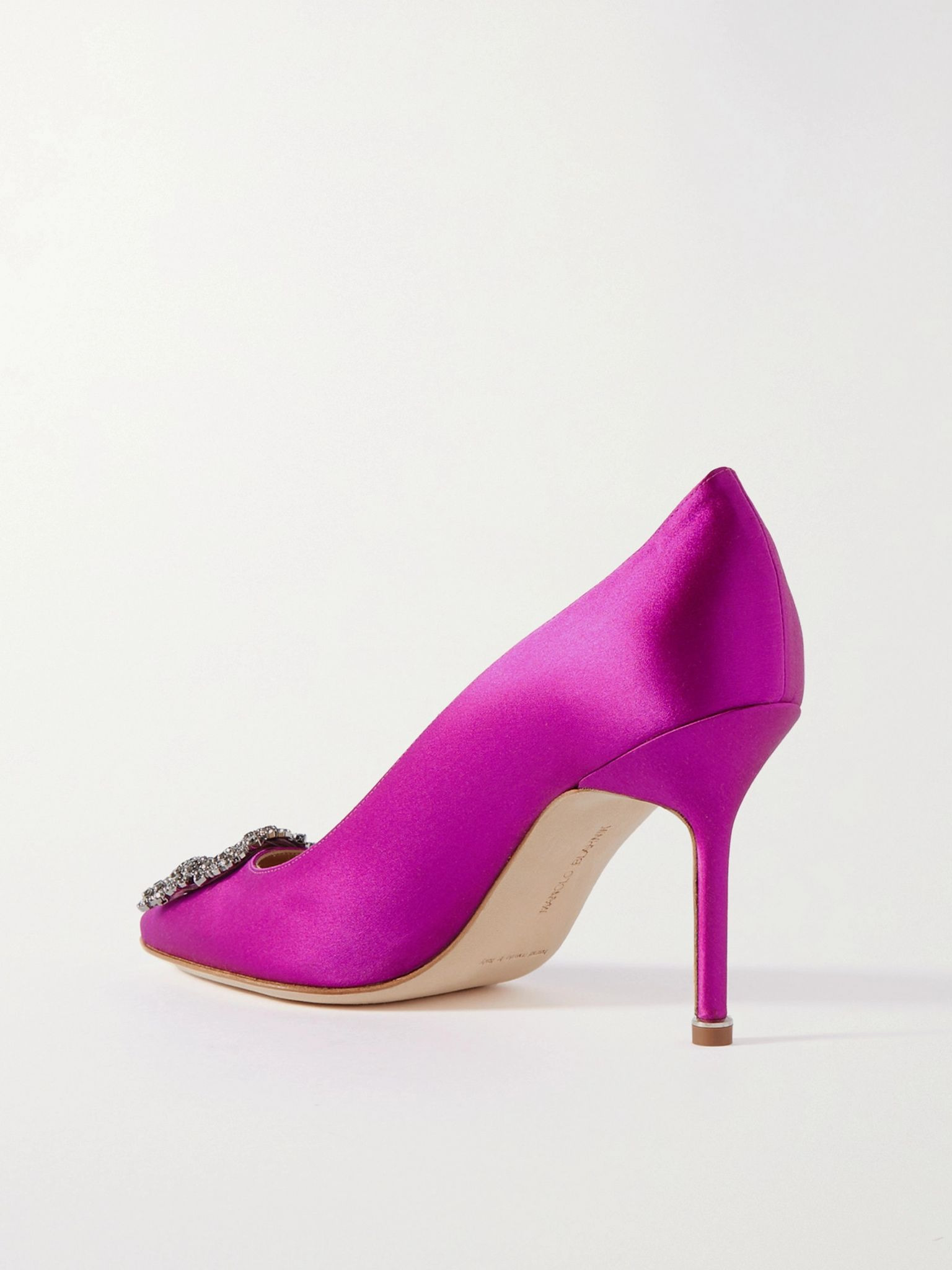 Hangisi 90 crystal-embellished satin pumps Purple - 3