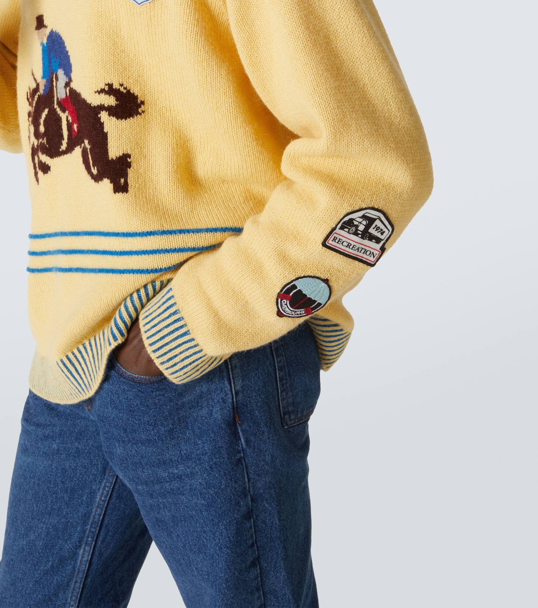 Jockey patch-appliqué alpaca and wool sweater - 6