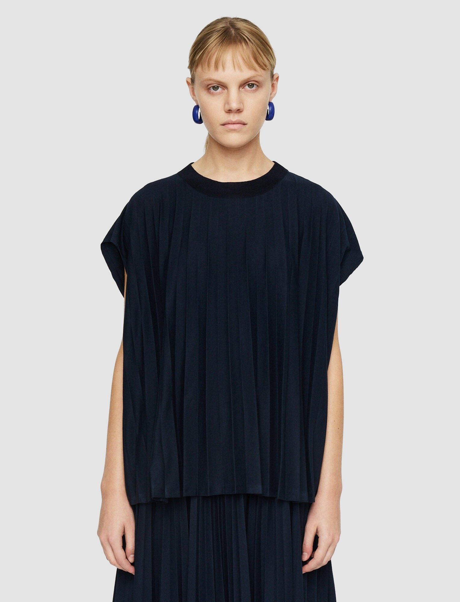 Cotton Blend Plissé T-Shirt - 2
