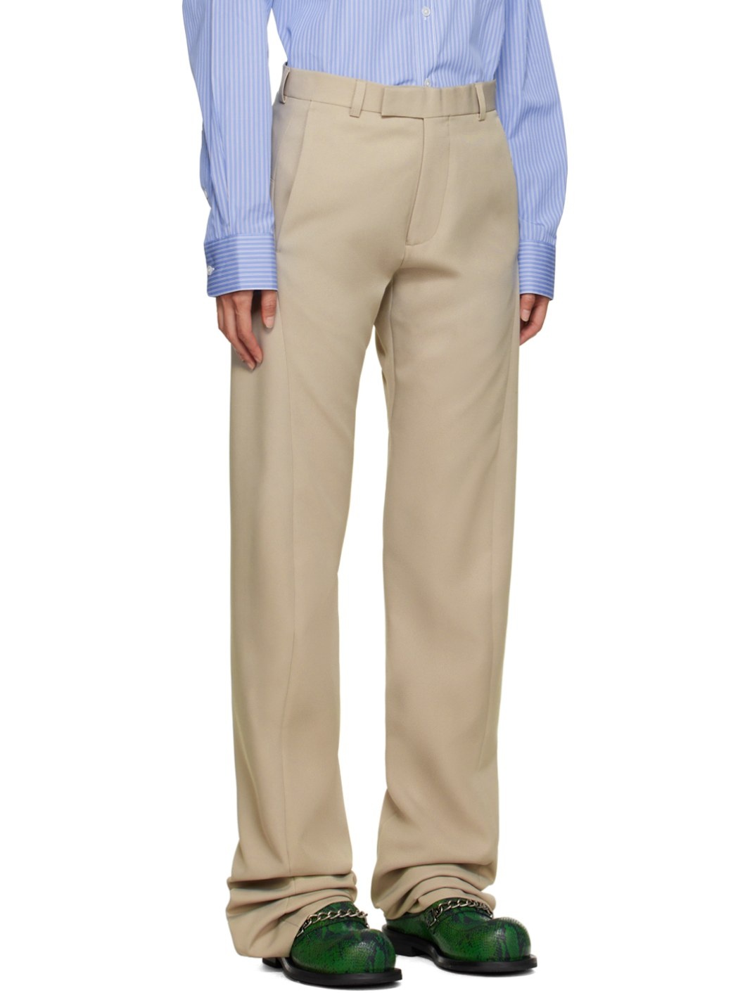 Taupe Twist Seam Trousers - 2