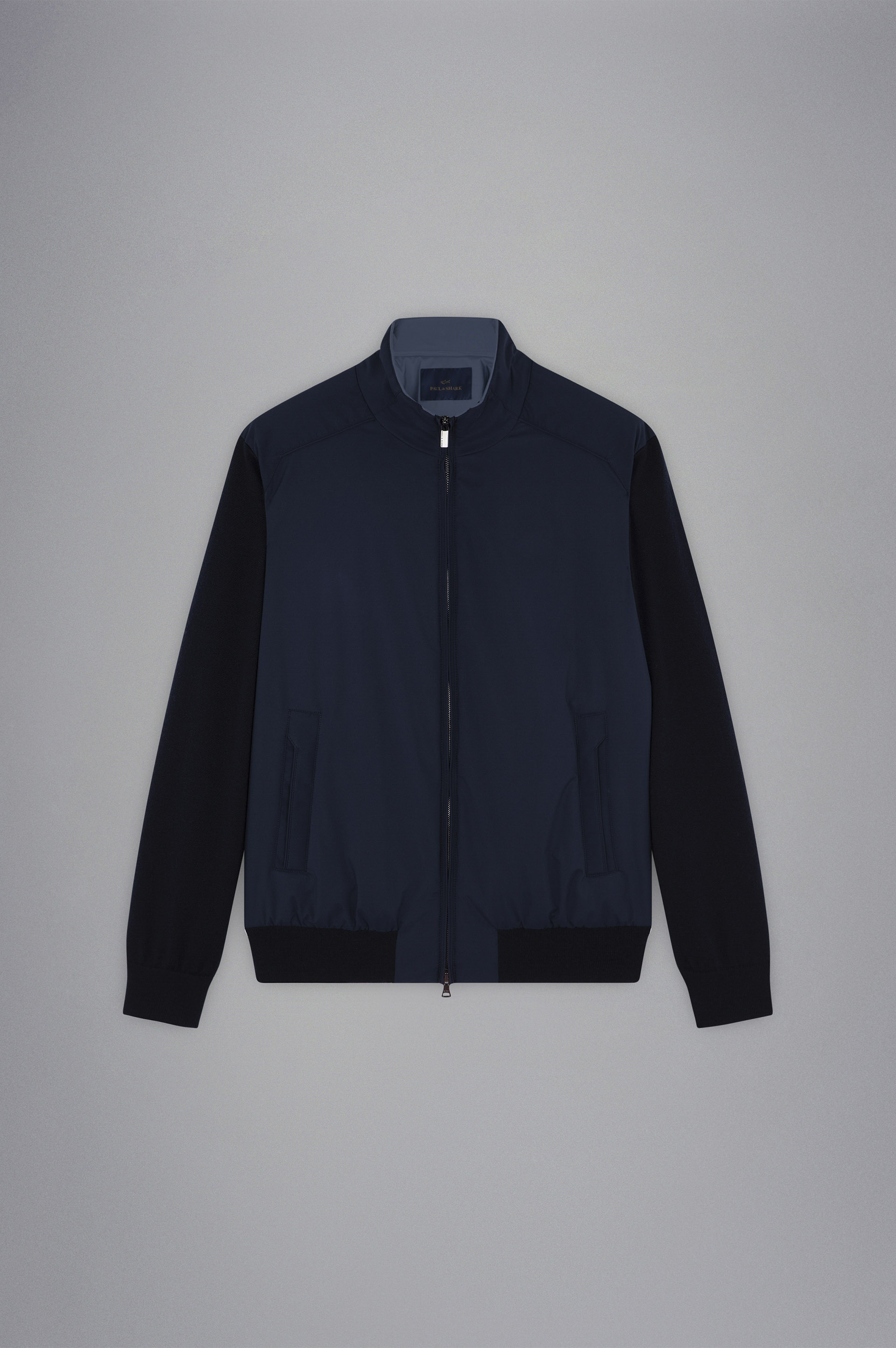 HYBRID SWEATER IN WOOL AND TYPHOON PLATINUM - 1