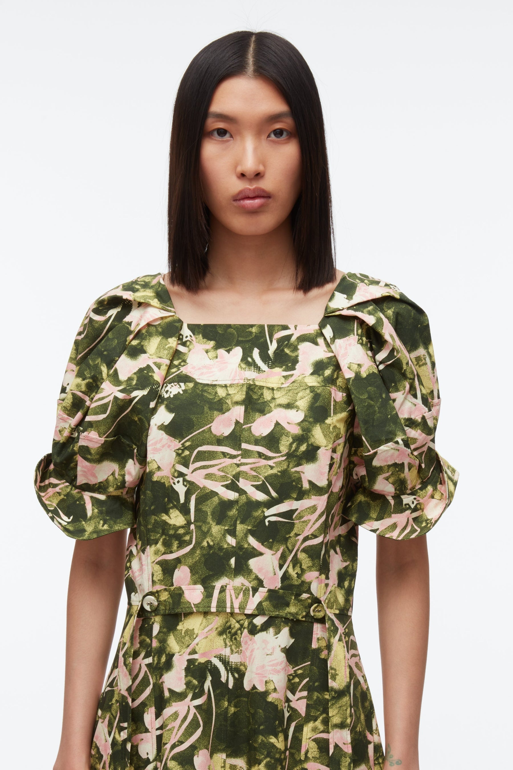 Collapsed Bloom Short Sleeve Belted Dress Iris - 4