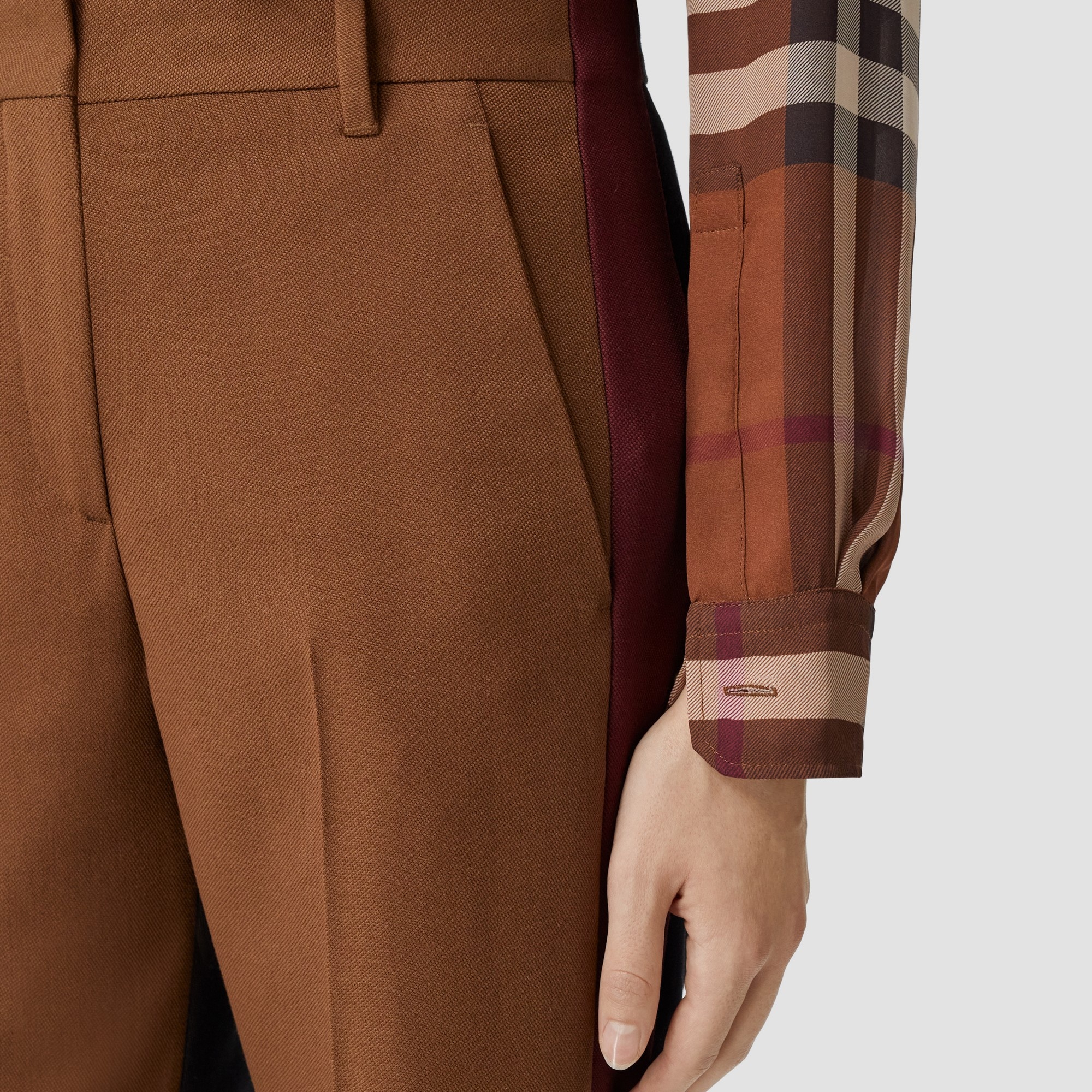 Colour Block Wool Blend Tailored Trousers - 4