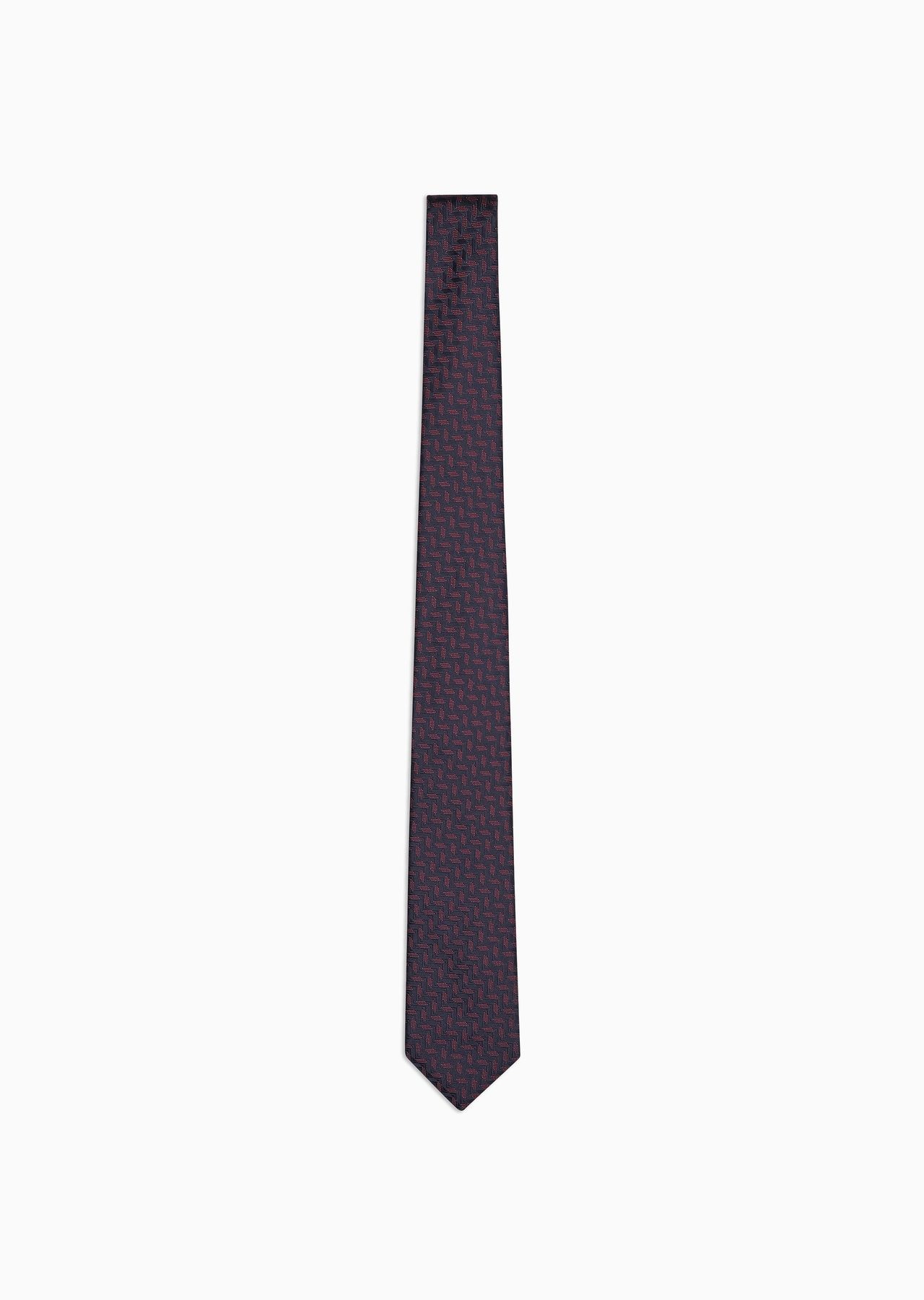 Silk tie with geometric jacquard motif - 1