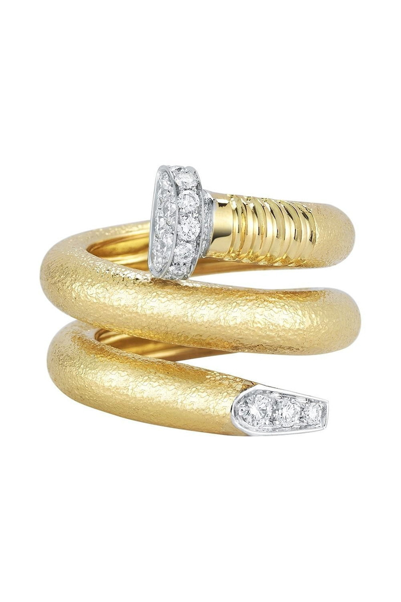 Diamond Hammered Nail Ring 1