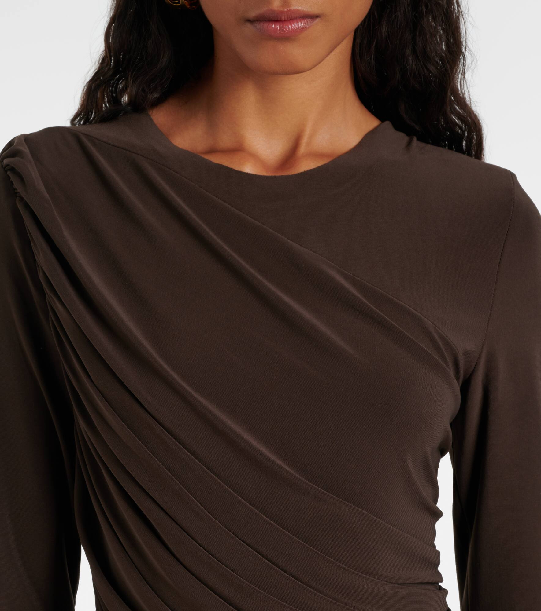 Gathered jersey midi dress - 4