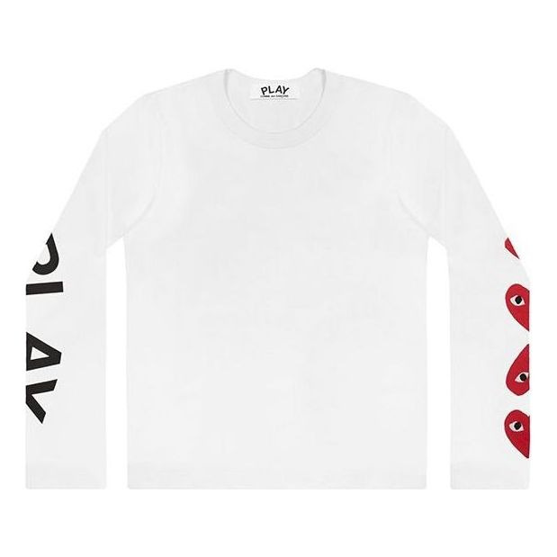 COMME des GARCONS PLAY Long Sleeve Printed Logos T-shirt 61 'White' AZ-T262-051 - 1