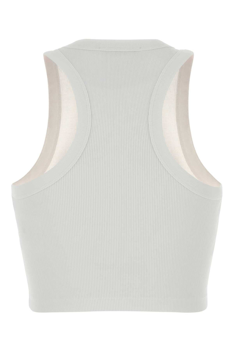 White Stretch Cotton Crop-Top Exterior: Elastane Maglie 2
