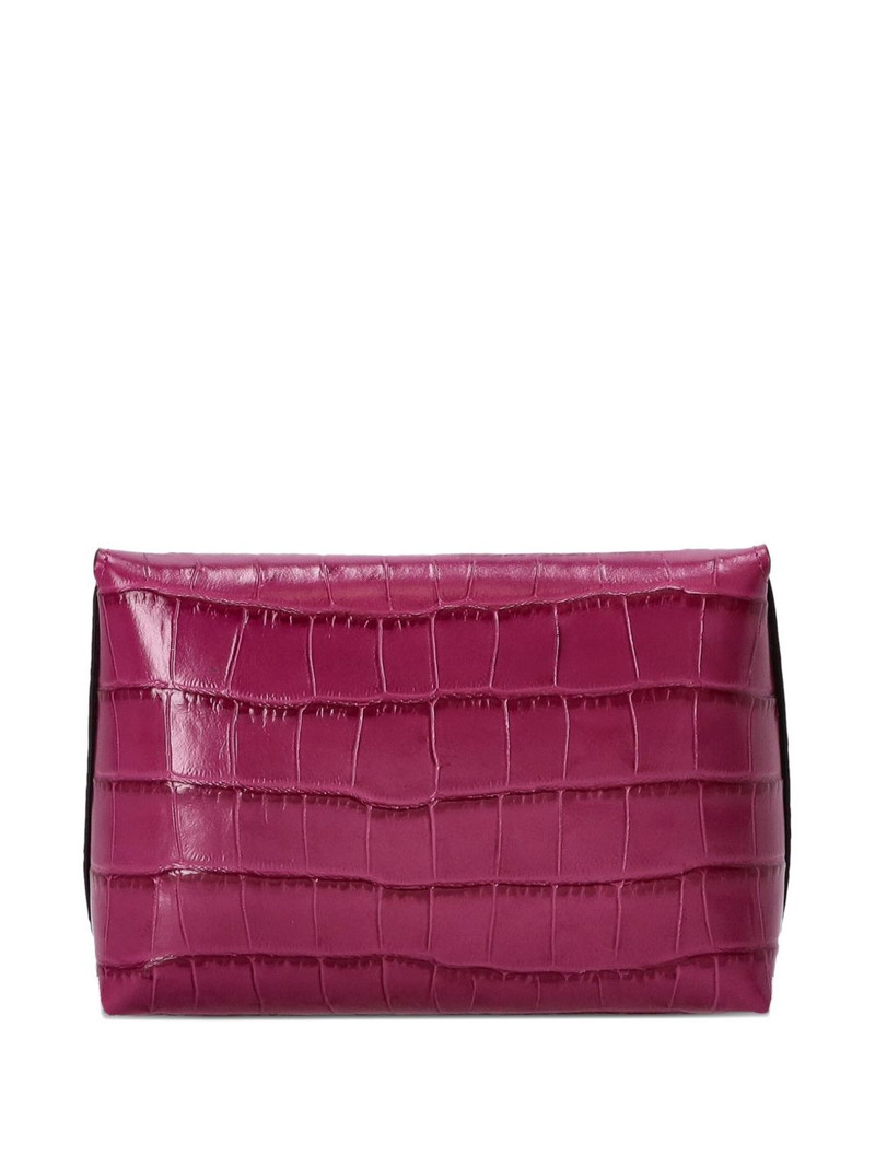 Mulberry Darley crocodile-embossed clasp makeup bag outlook