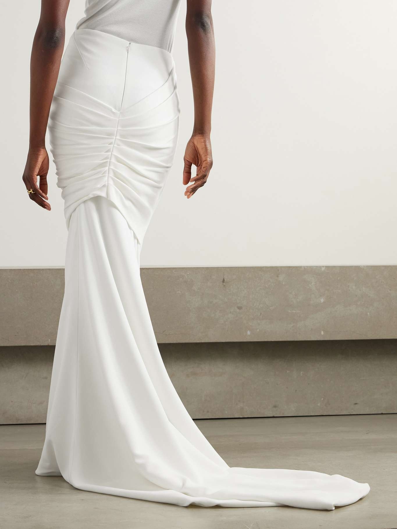 Train ruched crepe maxi skirt White - 4
