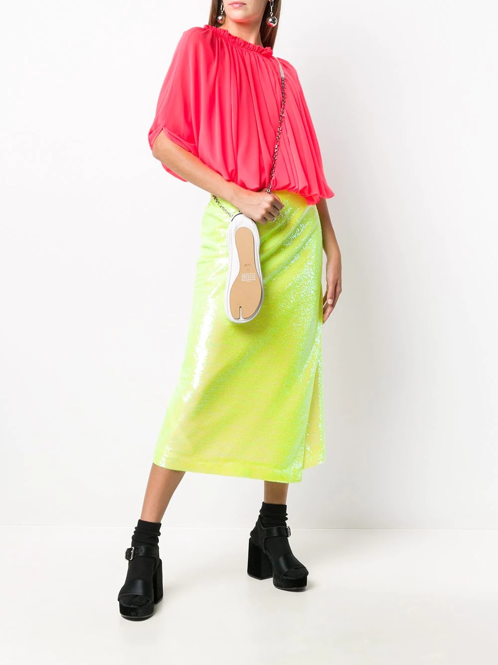 short-sleeved pleated top - 2