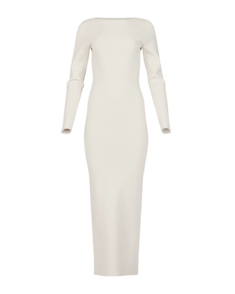 BOAT NECK MIDI DRESS OFF WHITE 5