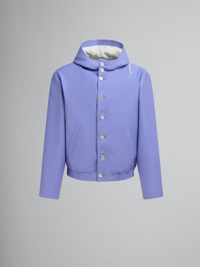 INDIGO GABARDINE HOODED JACKET - 1