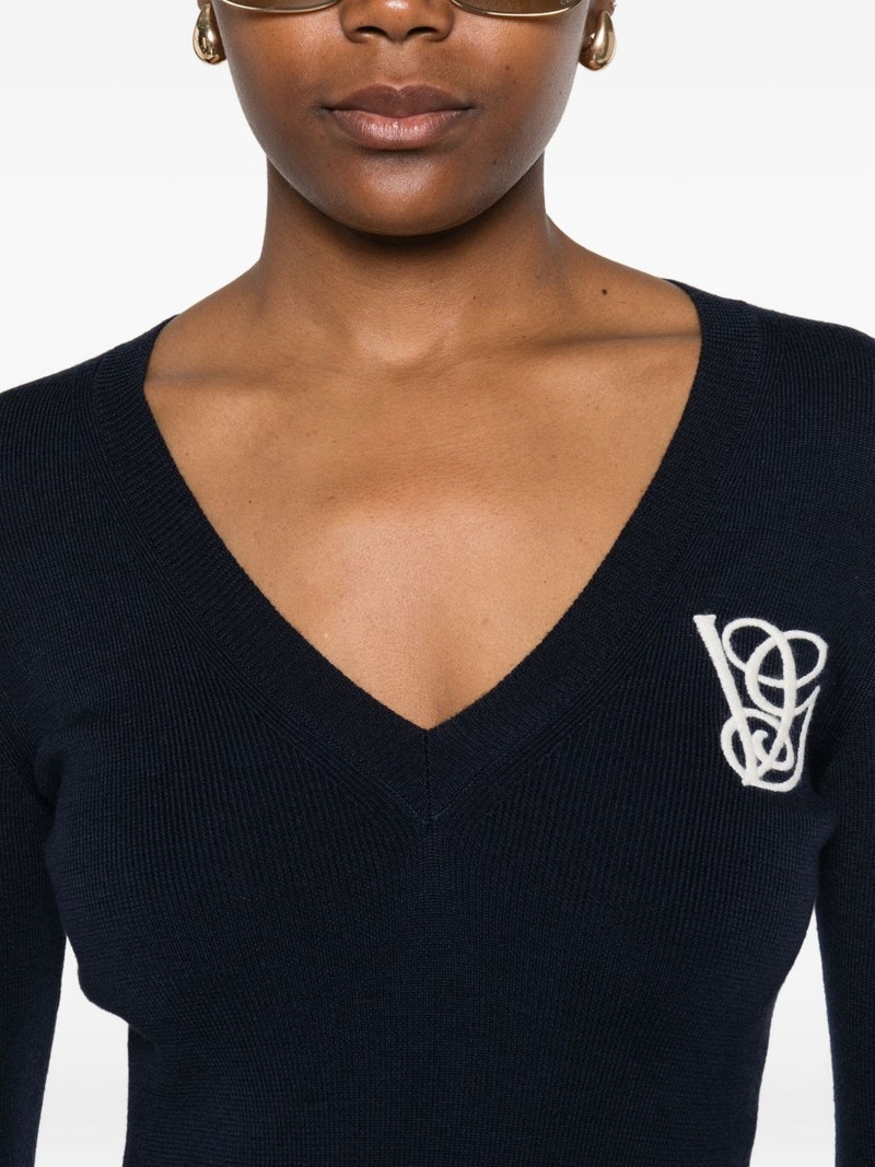 ruffled V-neck wool sweater 5