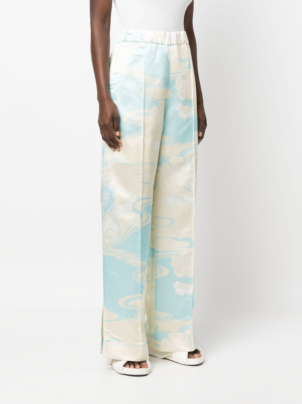 abstract-print straight leg trousers - 3