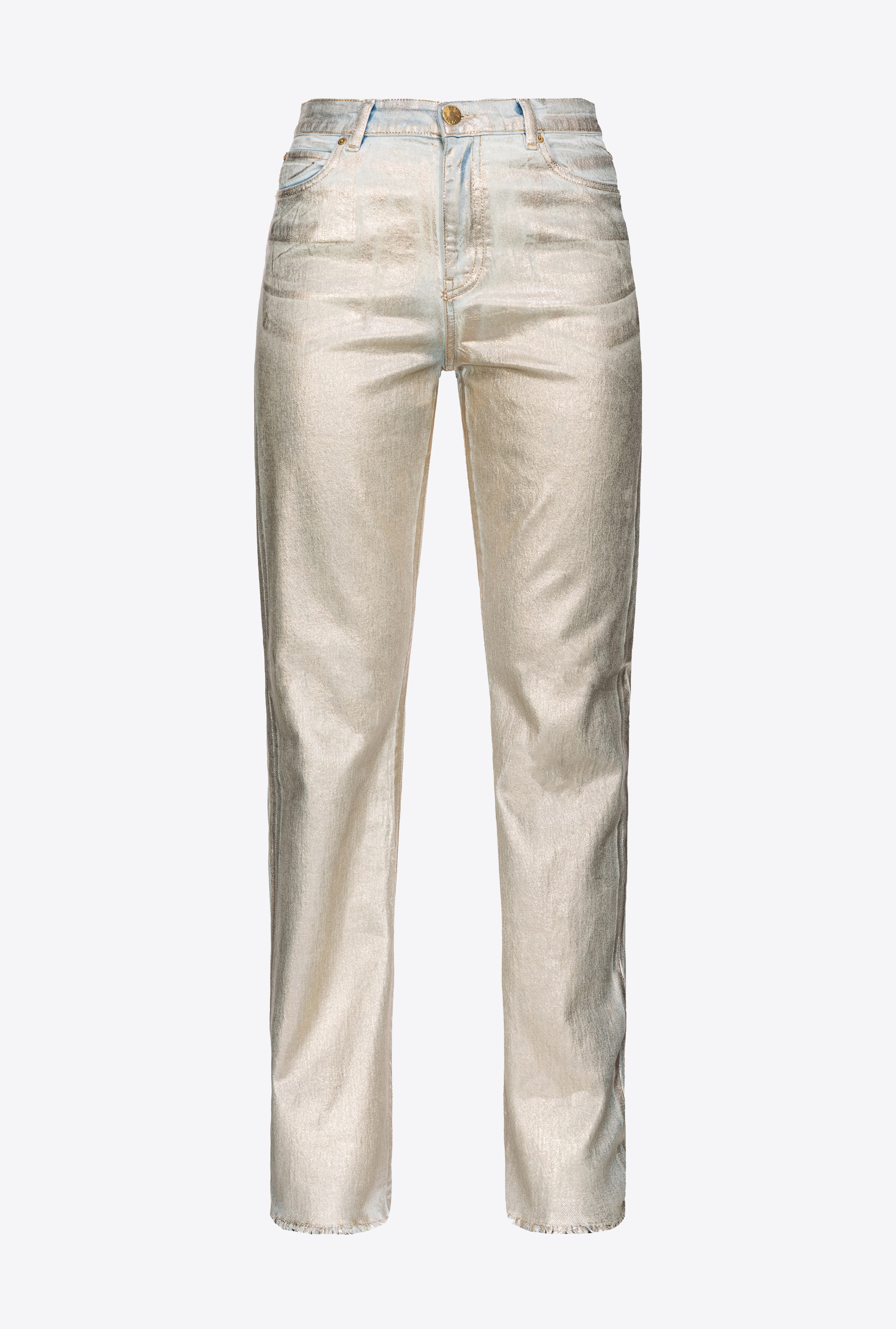 STRAIGHT-LEG SHINY DENIM JEANS - 1